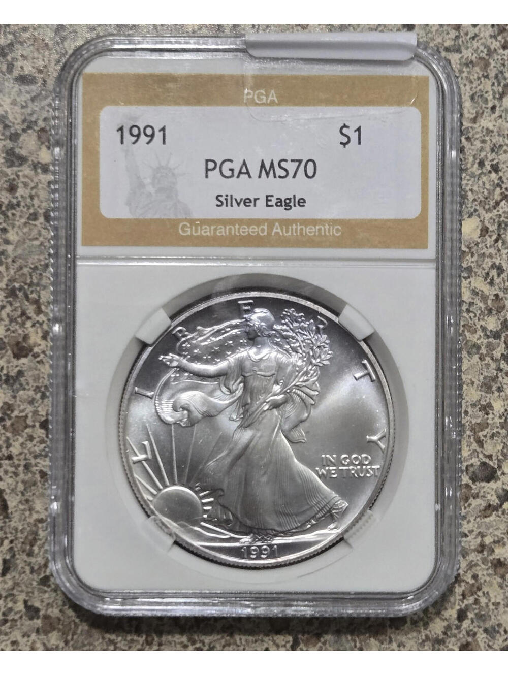 1991 American Silver Eagle 1 Gem Brilliant Pga 70 Certified Vintage Coin